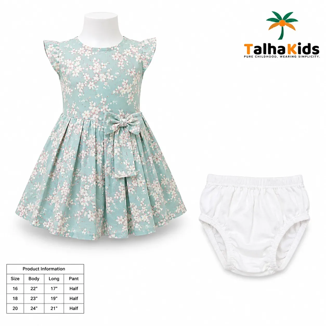 Girls’ Floral Frock with Matching Pant