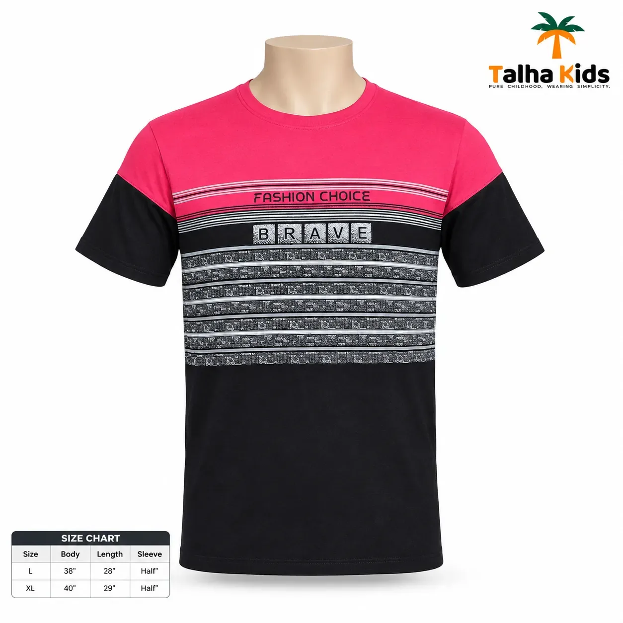 One Plus Fashion Choice Brave Color Block Men's T-Shirt – Pink & Black