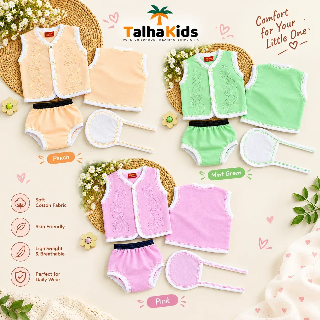 Nima Set for Newborn Baby – 3-Piece Baby Clothing Set