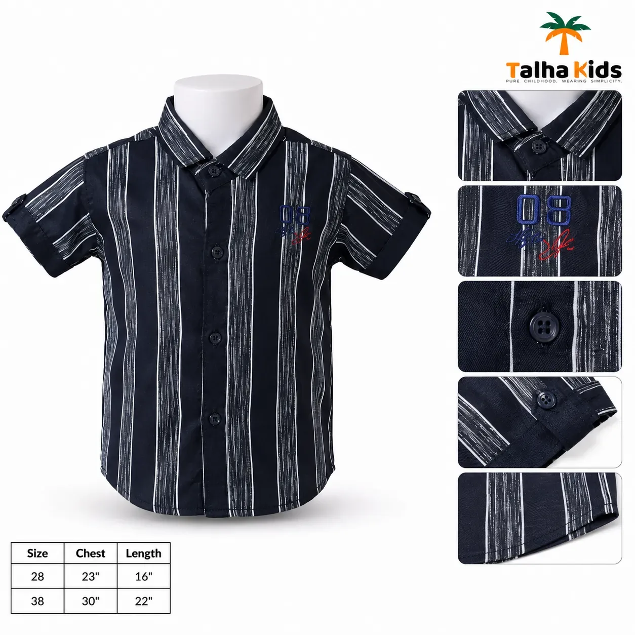 Boys Striped Short-Sleeve Button-Up Shirt – 09 Collection