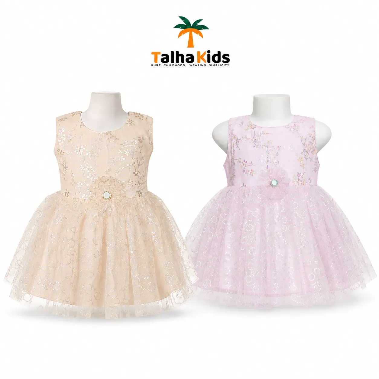 Girls Floral Lace Party Frock with Matching Pant