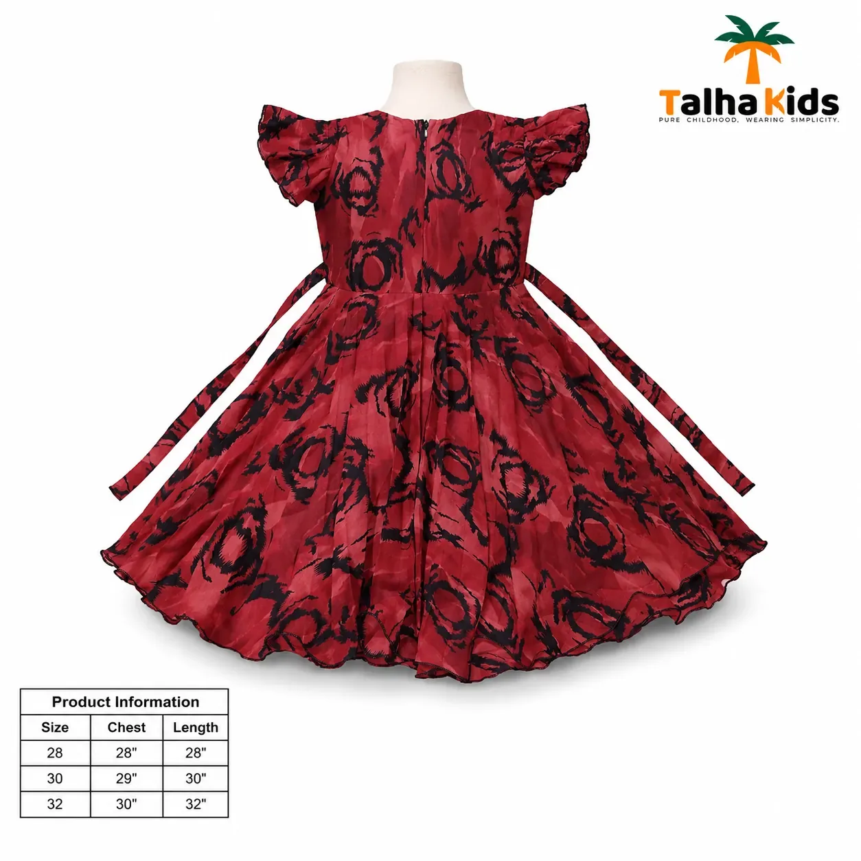 Girls Printed Butterfly Sleeve Frock – Floral Abstract Print