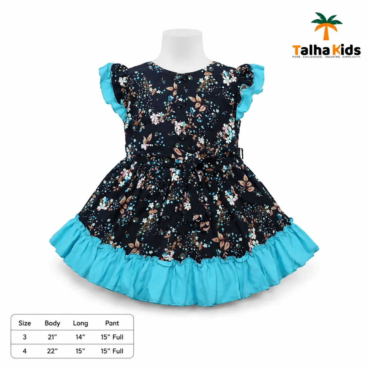 Girls Floral Printed Frock – Ruffle Sleeve & Tiered Hem Dress