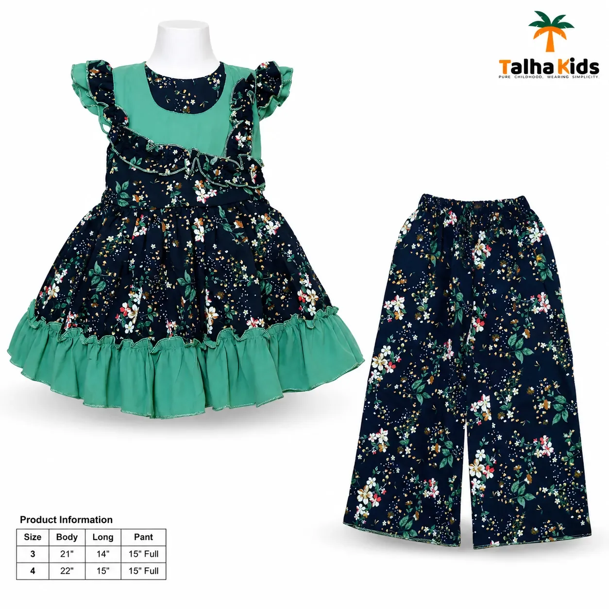 Girls Floral Printed Frock – Ruffle Sleeve & Tiered Hem Dress