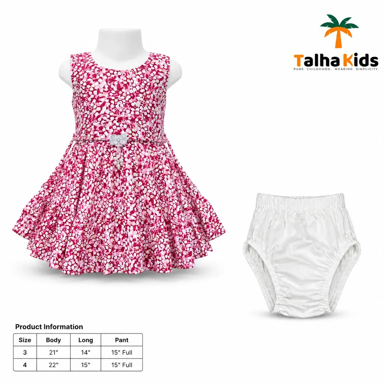 Floral Print Girls Frock with Matching Bloomer Set