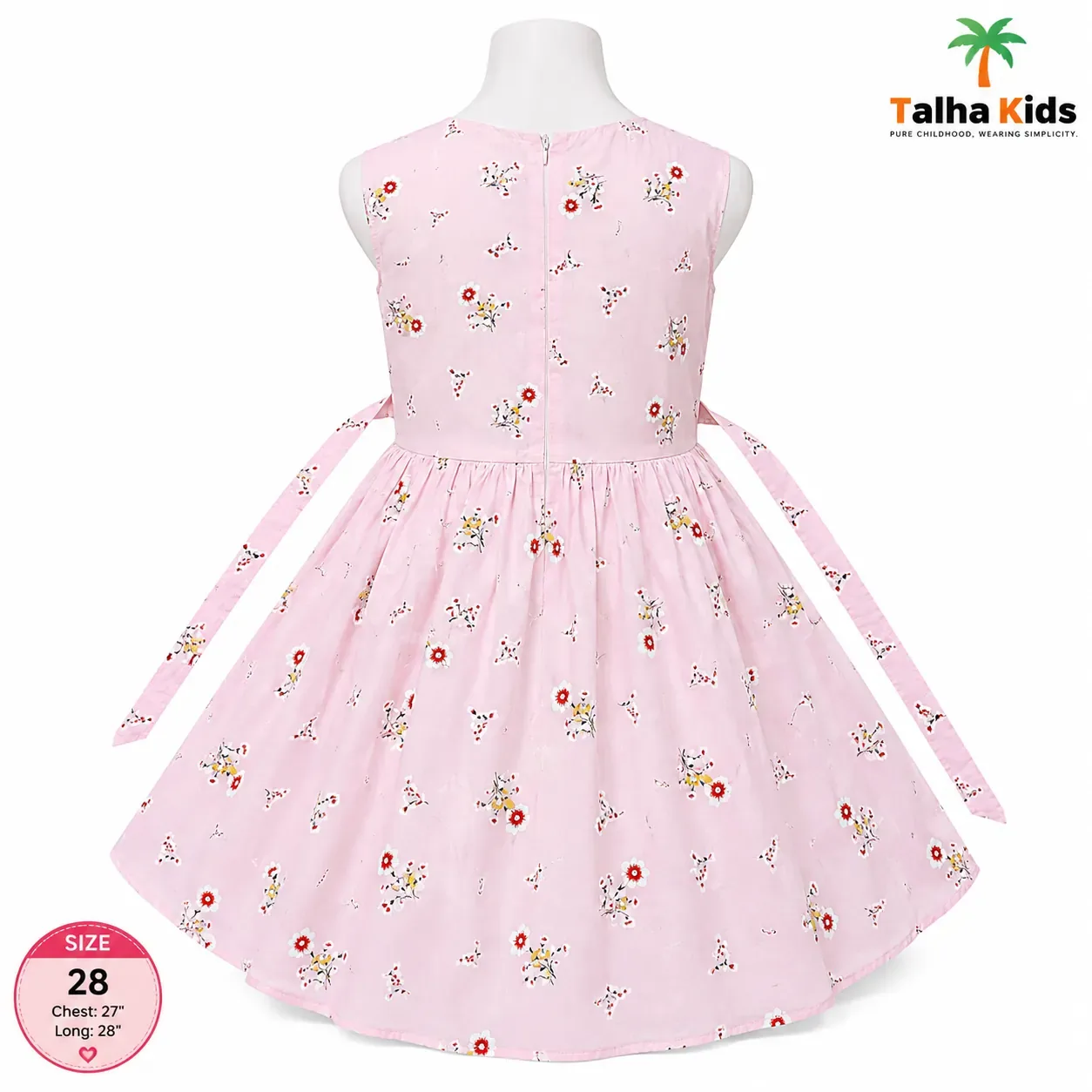 Talha Kids Girls’ Floral Print Frock Dress – Sleeveless Party & Casual Dress