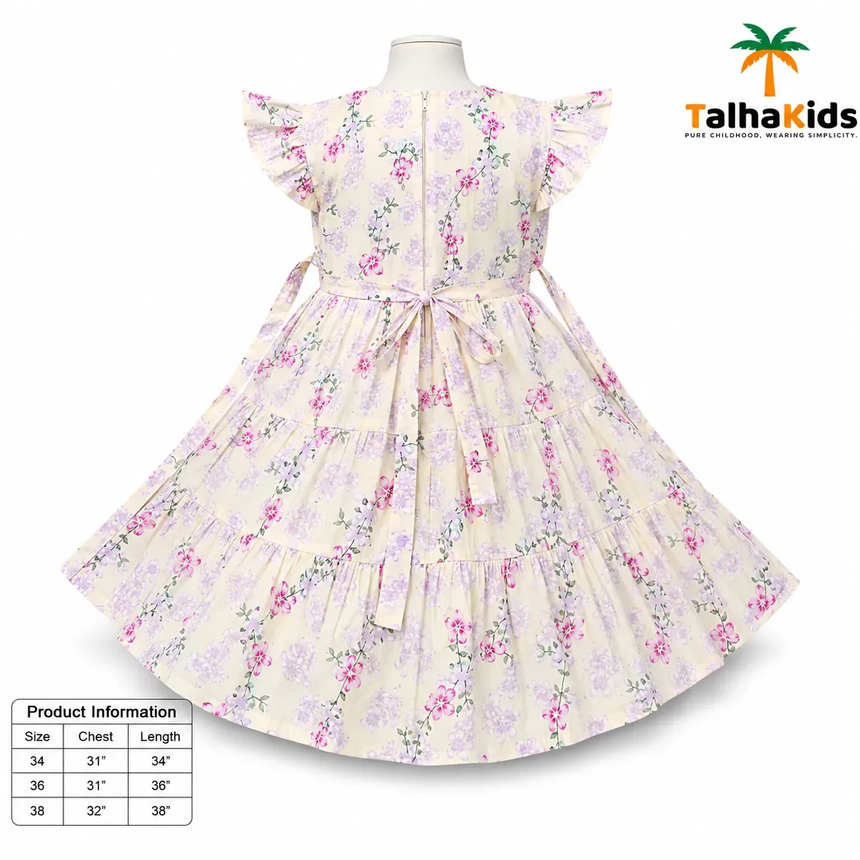 Alams Baby Wear Premium Floral Party Frock for Girls | Talha Kids