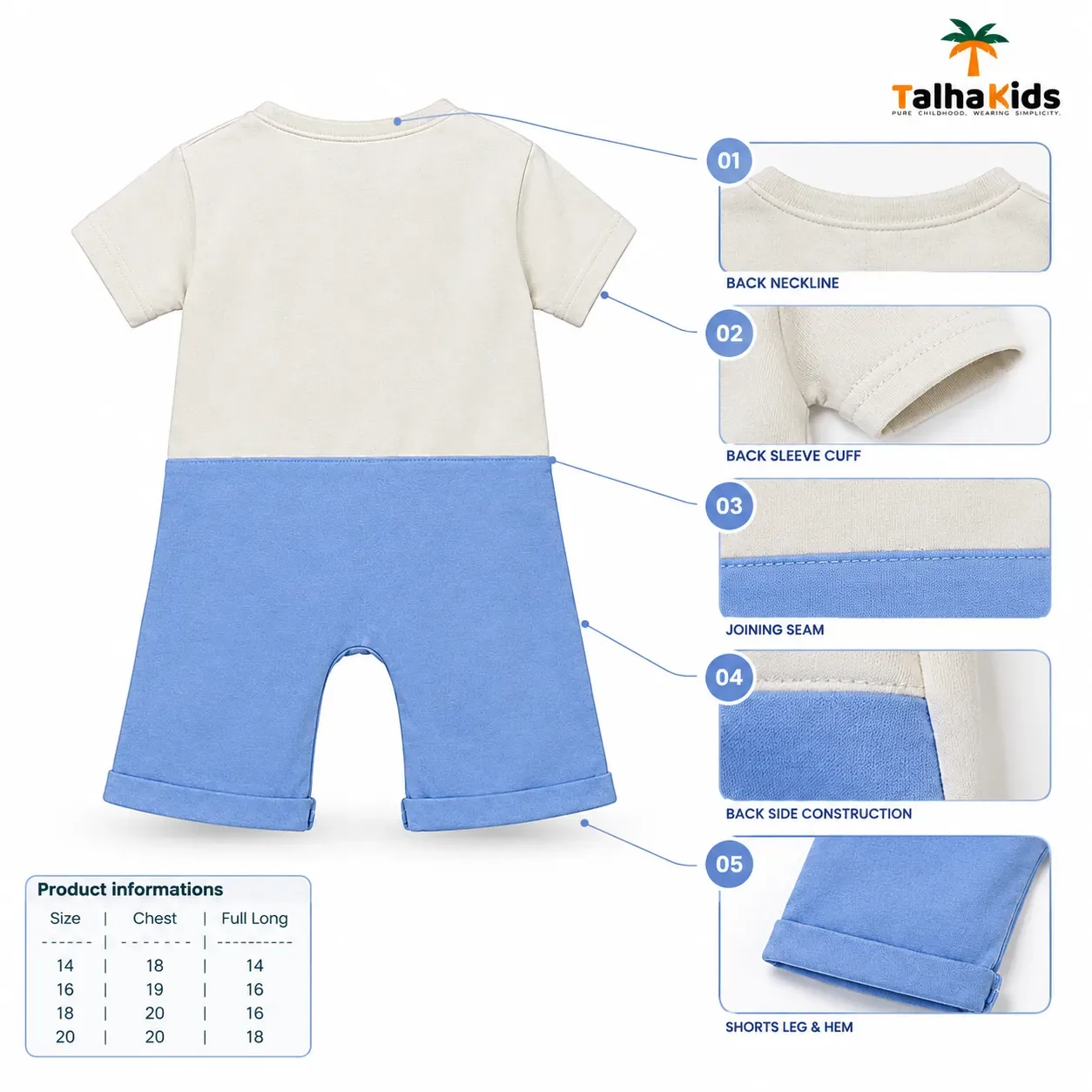 Talha Kids Boys Vest Style Romper Set with Bow Tie – Pastel Colors