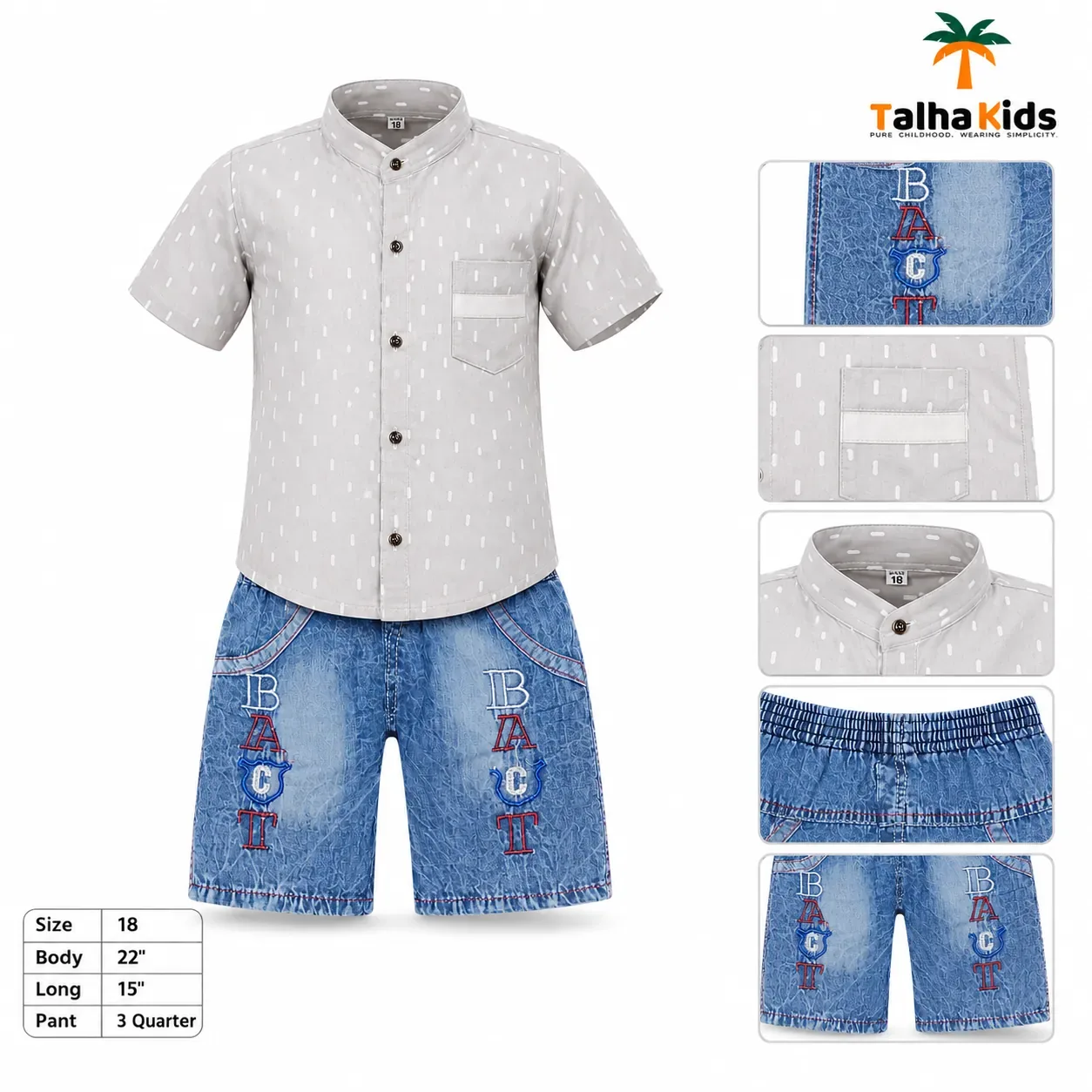 Boys’ Floral Koti Shirt – Pink & Grey