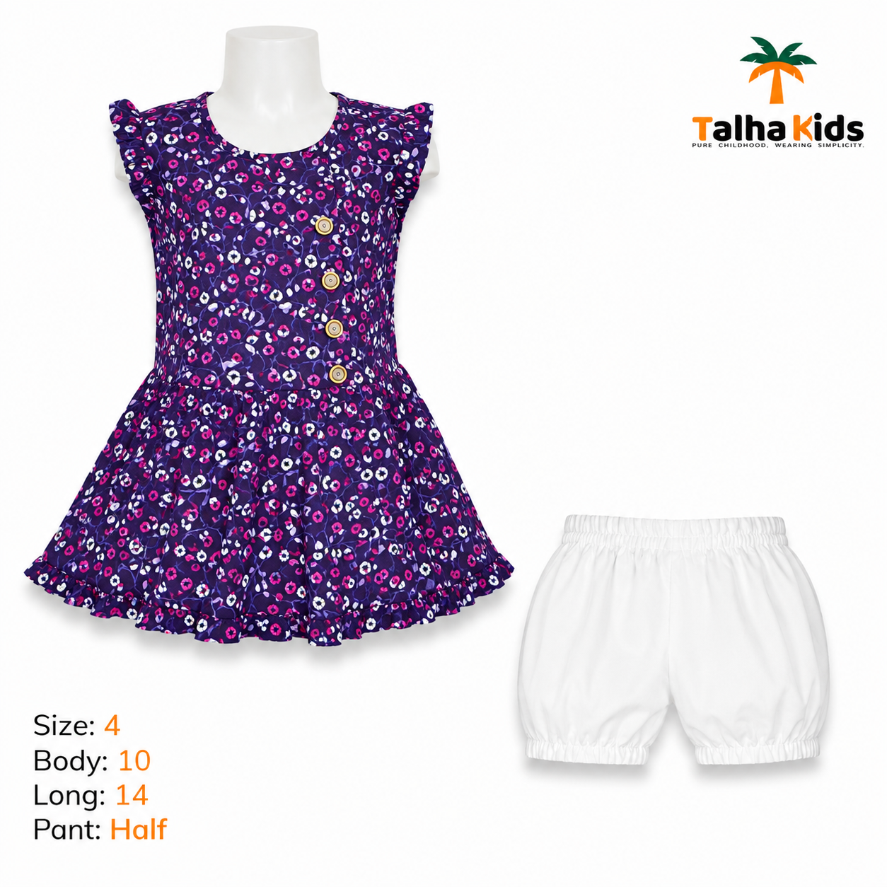 Floral Print Girls Frock with Half Pant