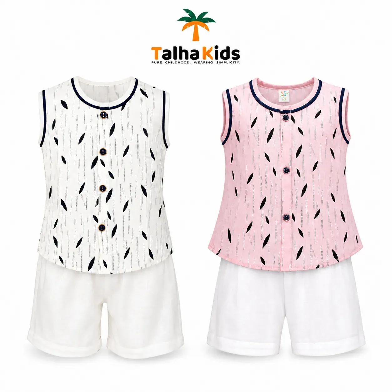 Boys' Printed Sleeveless Fotua Set with Half Pant