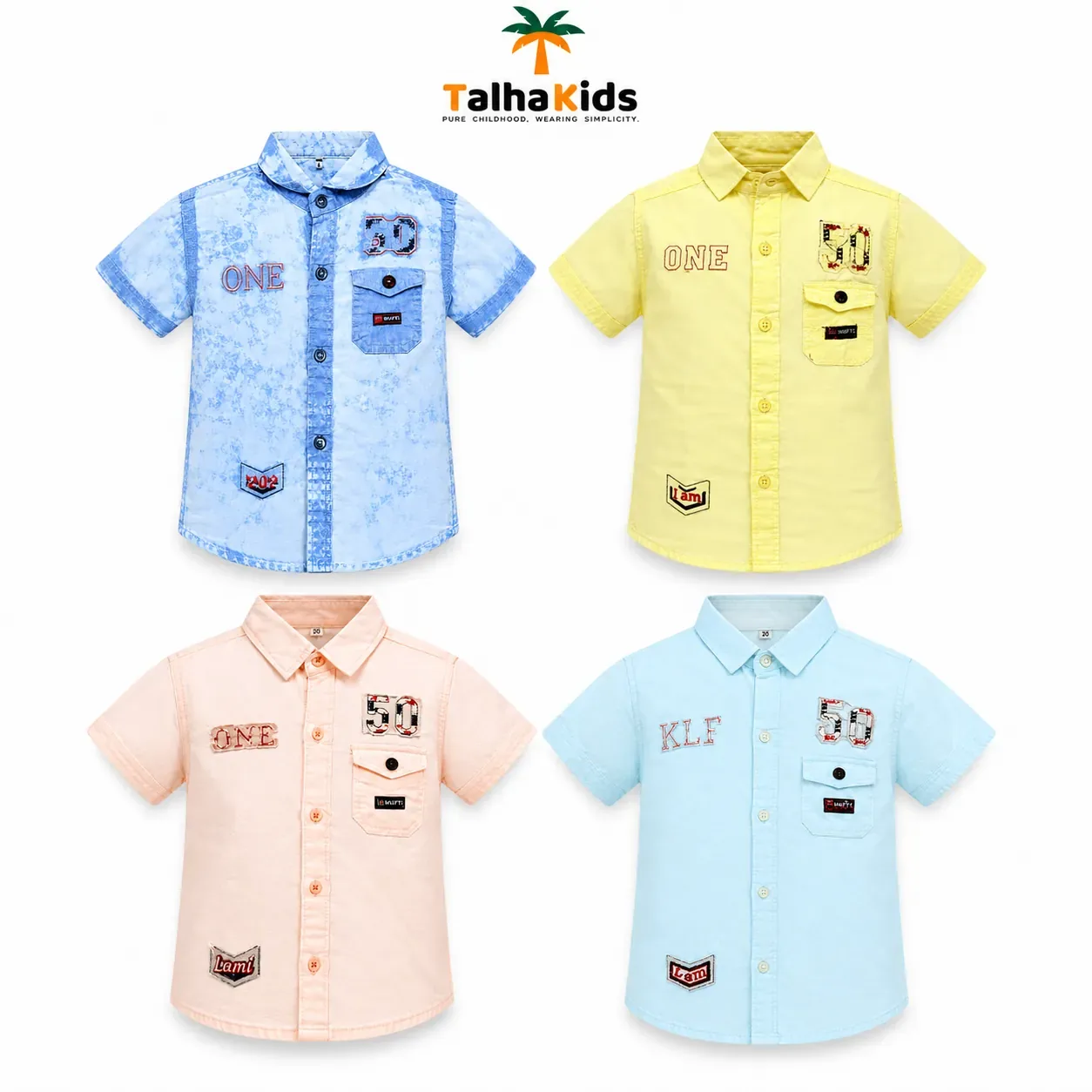 Boys’ Casual Cotton Shirt – 4 Color Variants