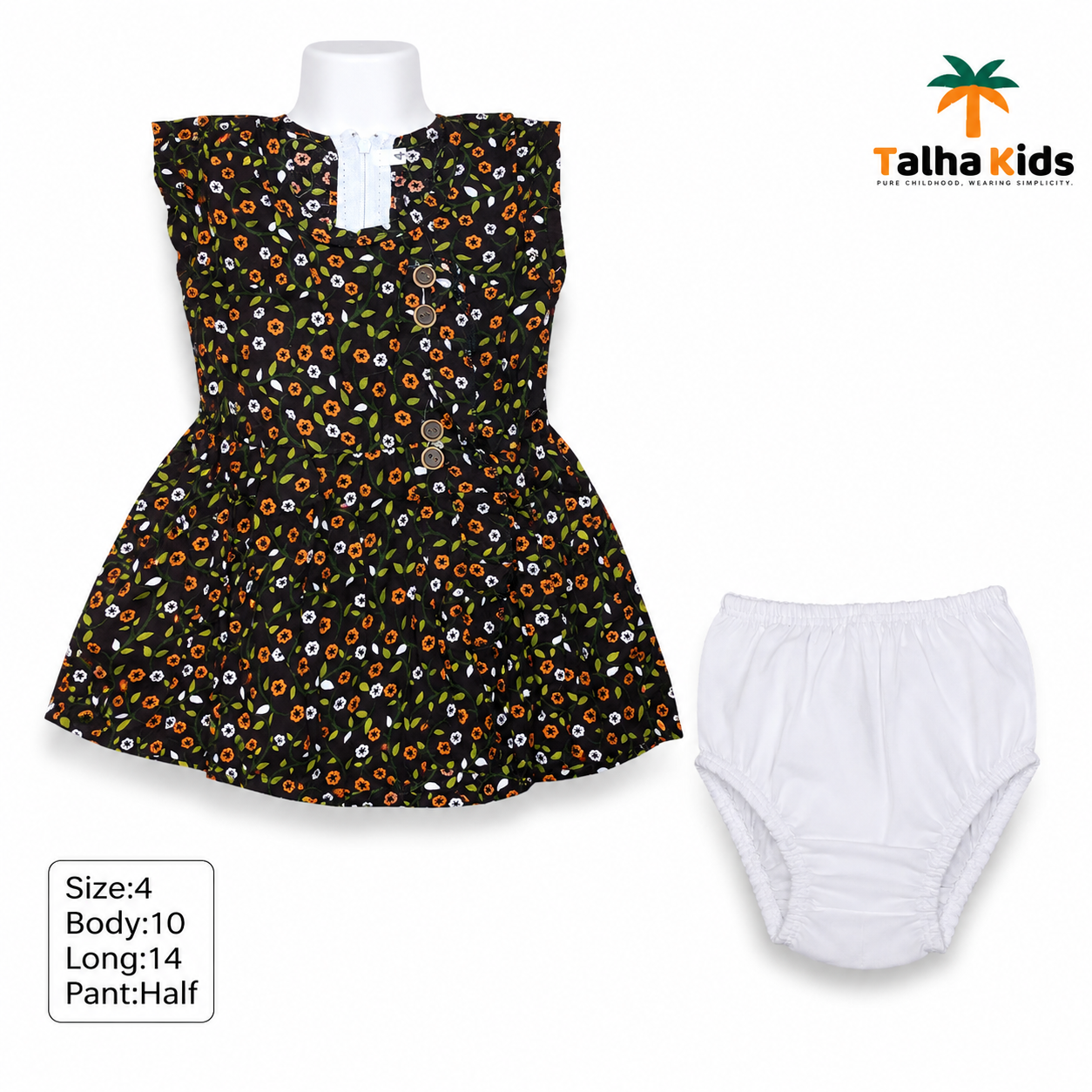 Girls Floral Print Frock with Matching Bloomer Pant