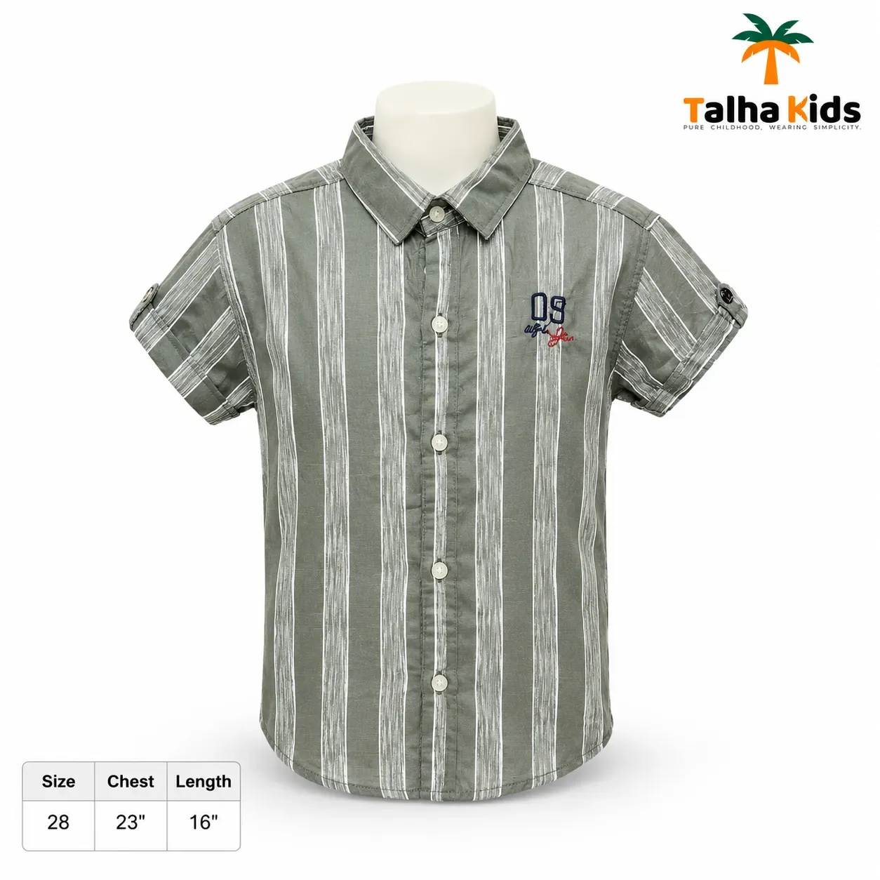 Boys Striped Short-Sleeve Button-Up Shirt – 09 Collection