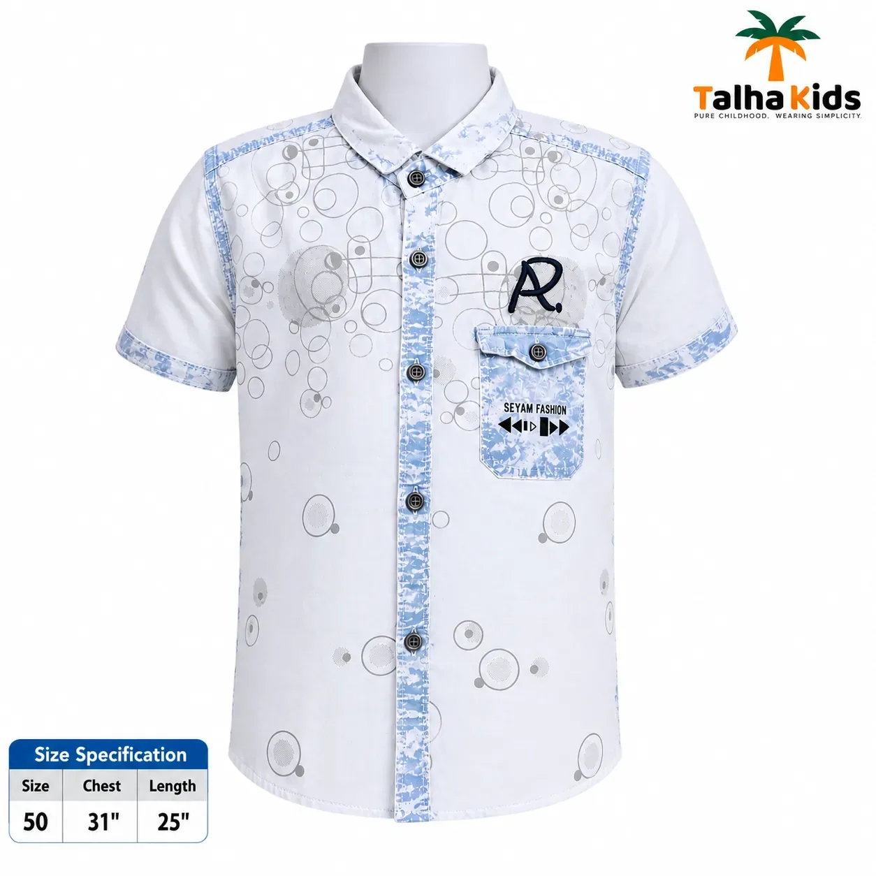 Kids Casual Printed Shirt – Comfortable Short Sleeve Shirt for Boys