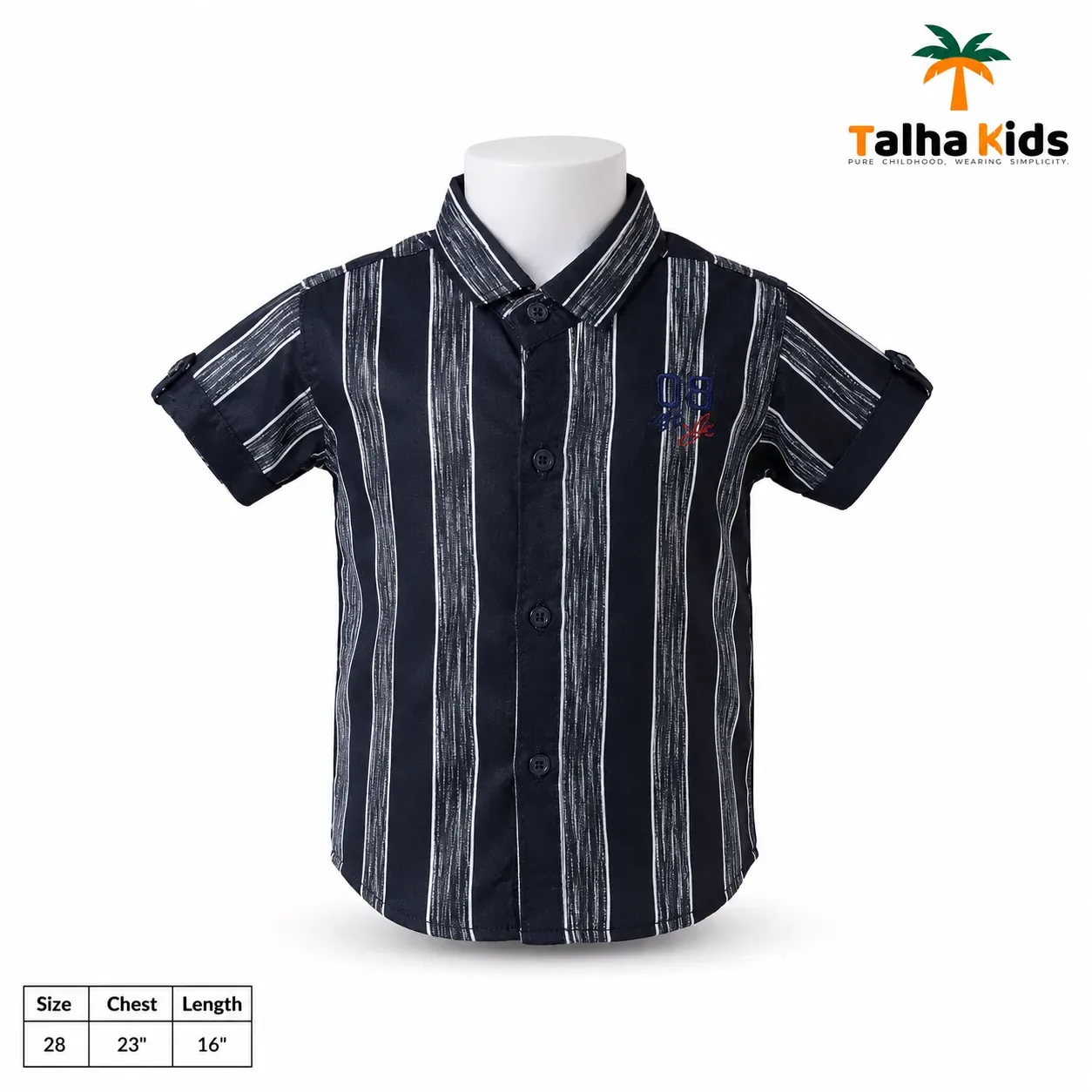 Boys Striped Short-Sleeve Button-Up Shirt – 09 Collection
