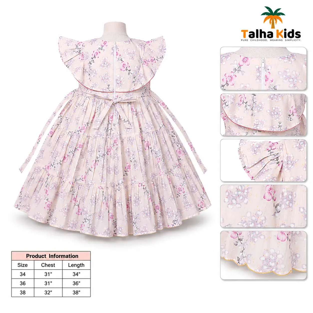 Alams Baby Wear Premium Floral Party Frock for Girls | Talha Kids