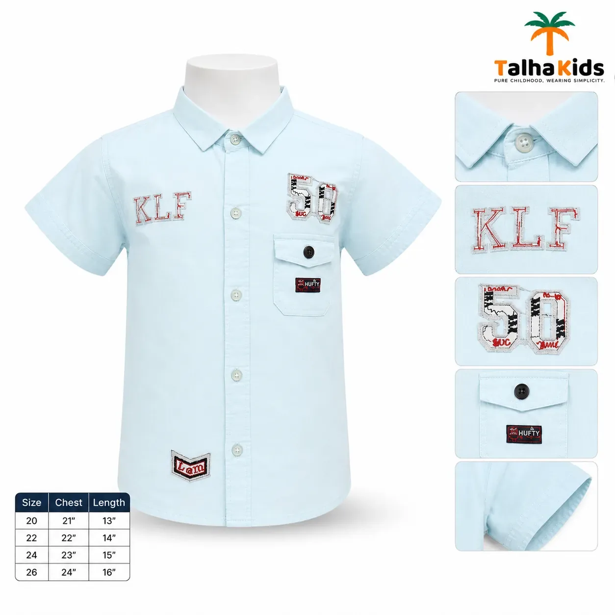 Boys’ Casual Cotton Shirt – 4 Color Variants