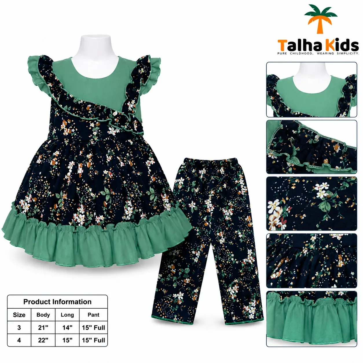 Girls Floral Printed Frock – Ruffle Sleeve & Tiered Hem Dress