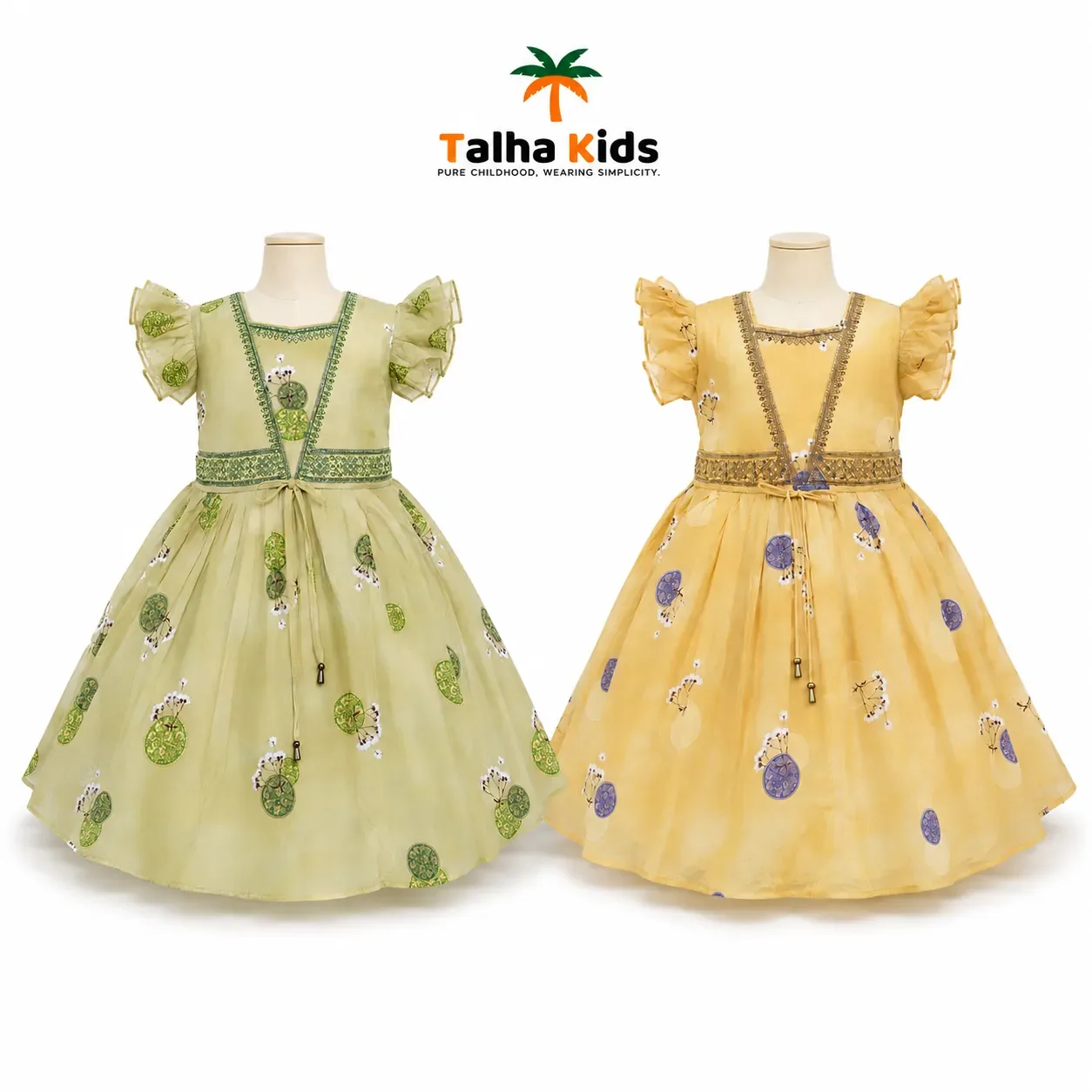 Blossom Frill-Sleeve Party Dress for Girls
