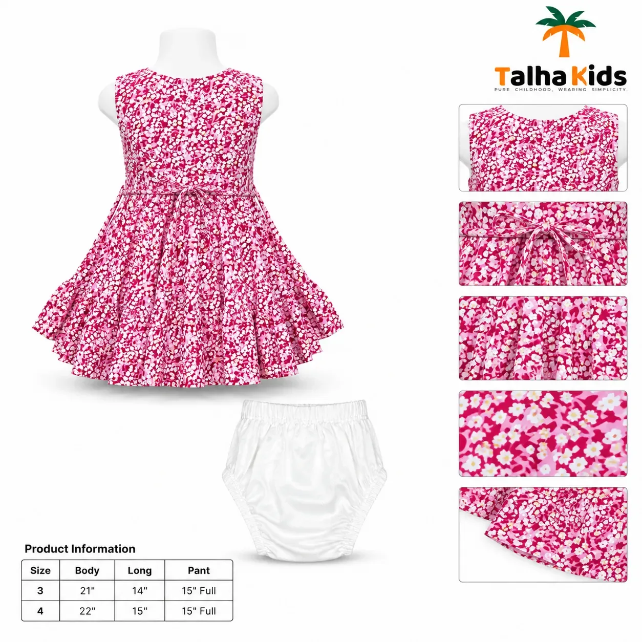 Floral Print Girls Frock with Matching Bloomer Set