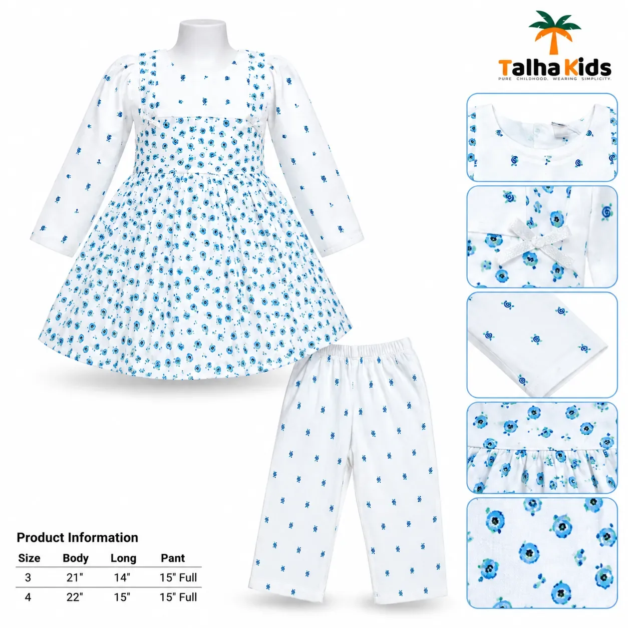 Winter Floral Printed Frock – Talha Kids