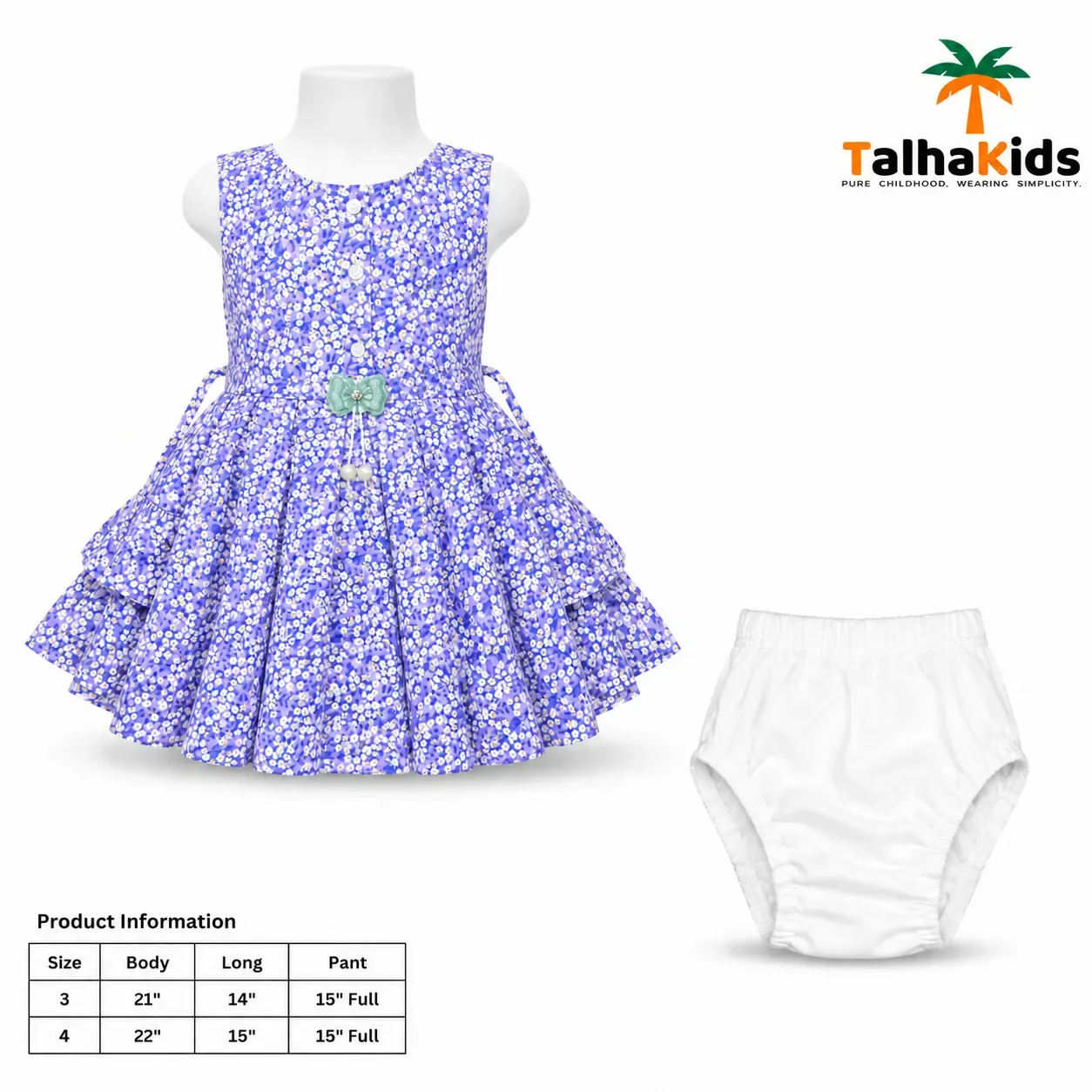 Floral Print Girls Frock with Matching Bloomer Set