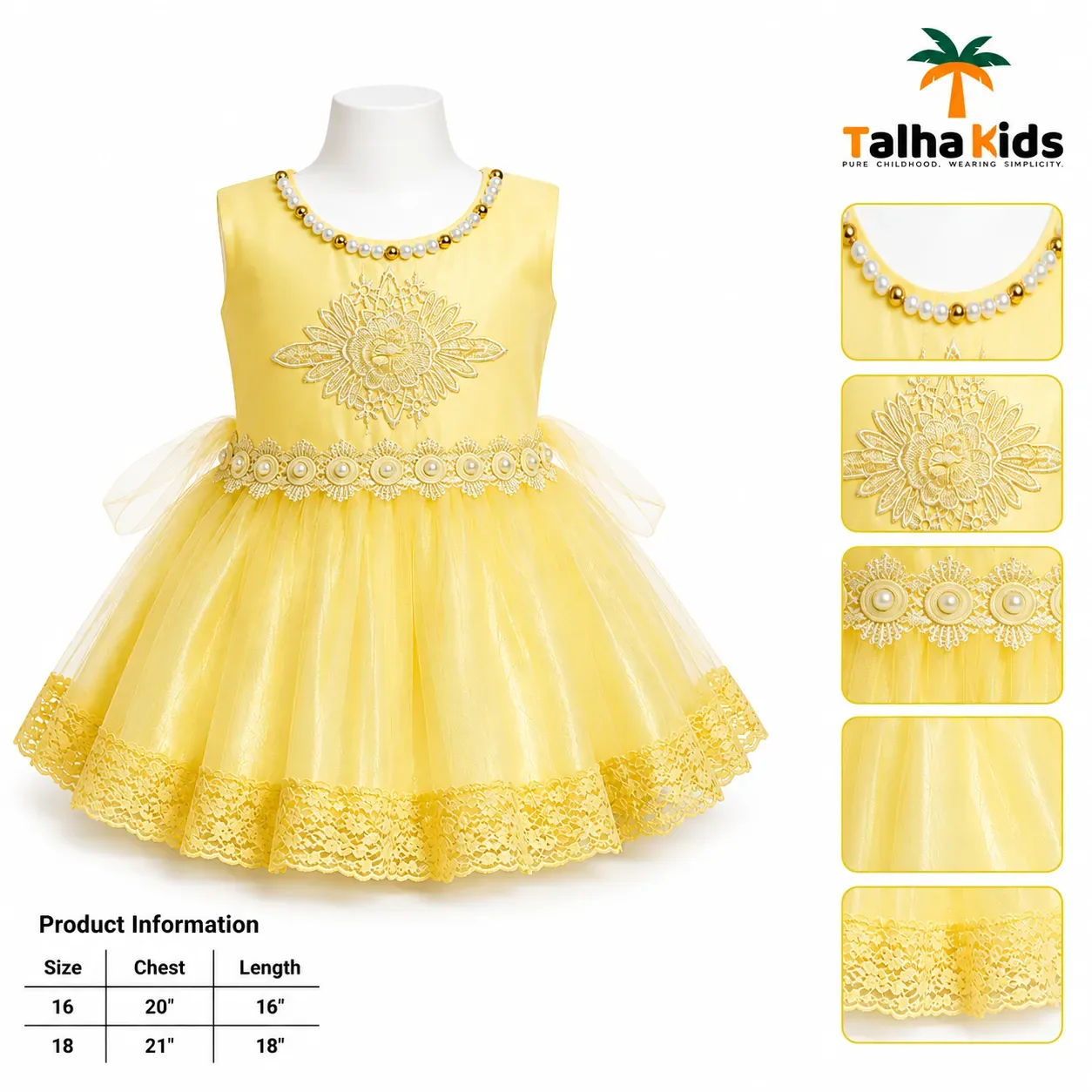 Girls’ Sleeveless Floral Embroidered Party Frock – Talha Kids