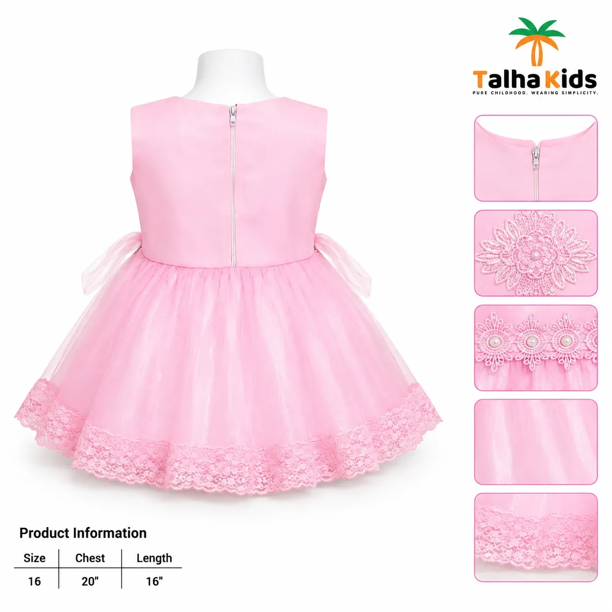 Girls’ Sleeveless Floral Embroidered Party Frock – Talha Kids