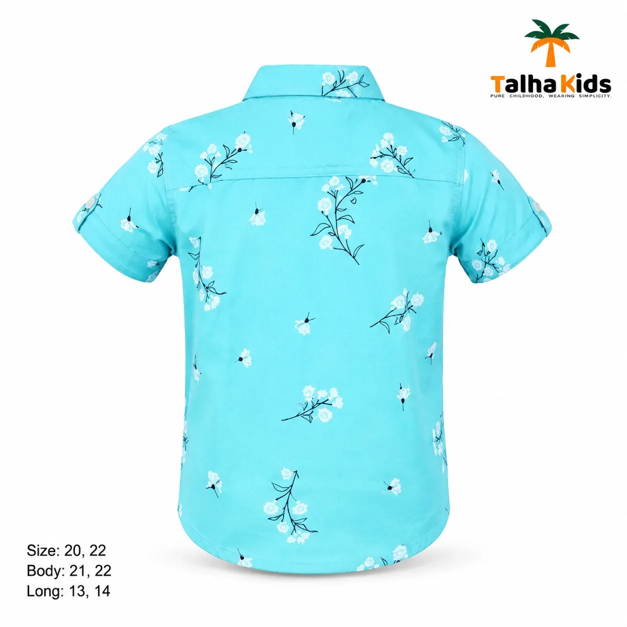 Boys’ Turquoise Floral Print Short-Sleeve Shirt