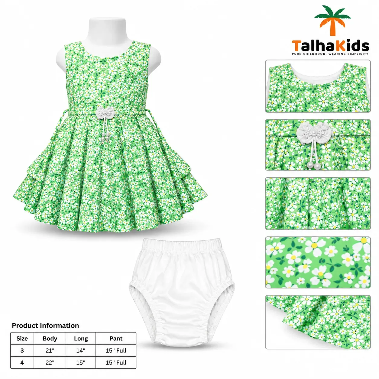 Floral Print Girls Frock with Matching Bloomer Set