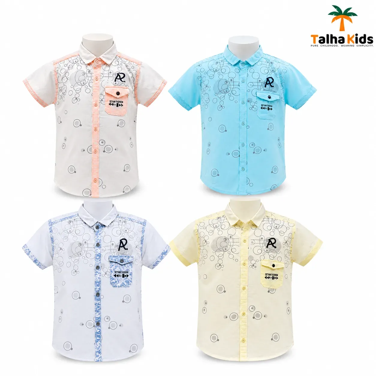Kids Casual Printed Shirt – Comfortable Short Sleeve Shirt for Boys