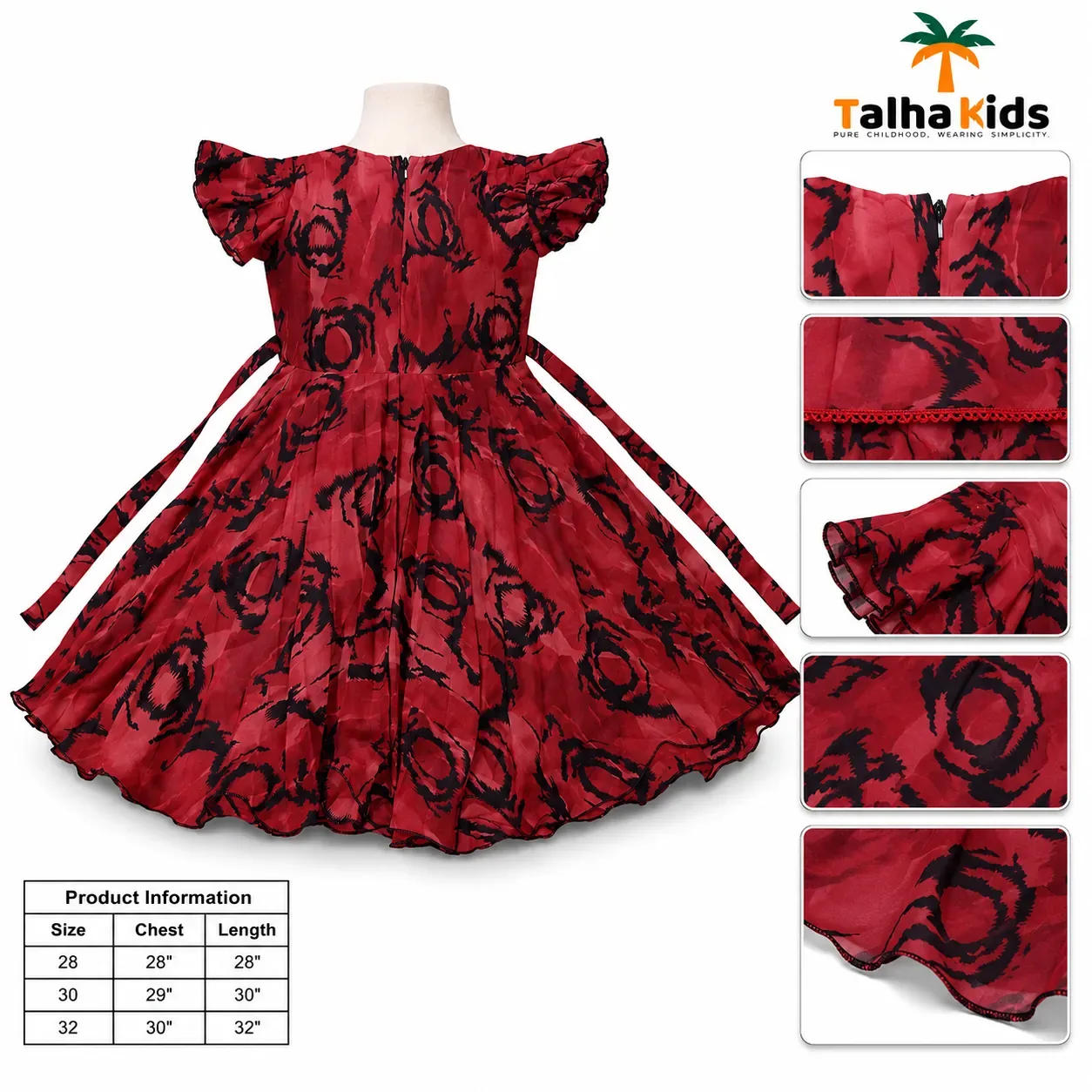 Girls Printed Butterfly Sleeve Frock – Floral Abstract Print