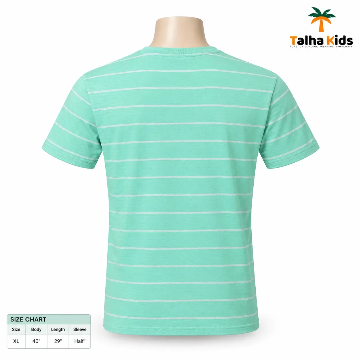 Zero Max Half-Sleeve T-Shirt – Mint Green with Horizontal Stripes – XL