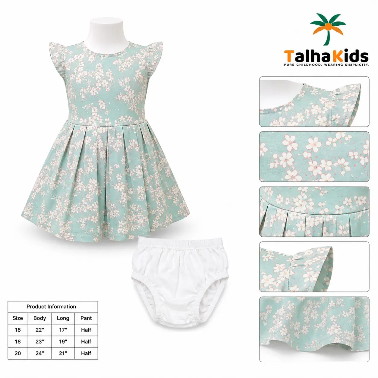 Girls’ Floral Frock with Matching Pant