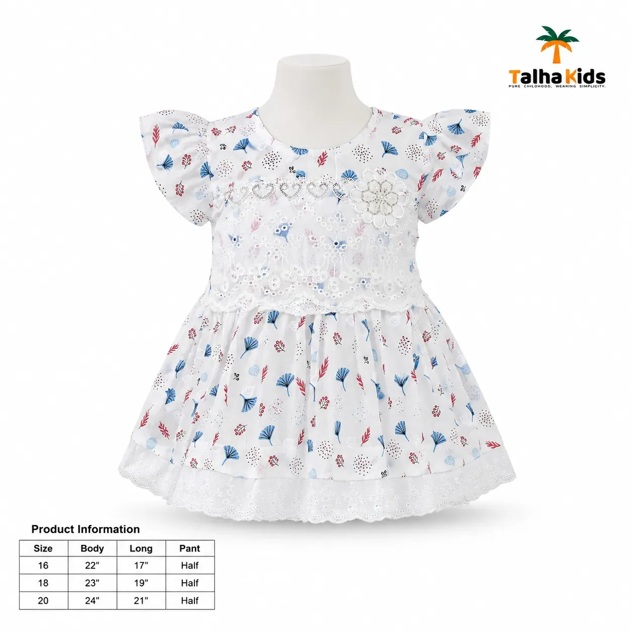 Girls Floral Print Frock with White Bloomer Shorts