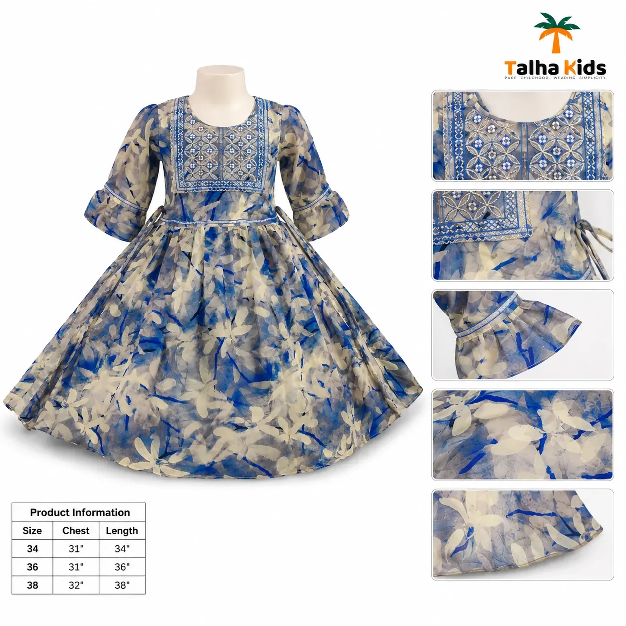 Girls' Printed Embroidered Frock | Alams Baby Wear