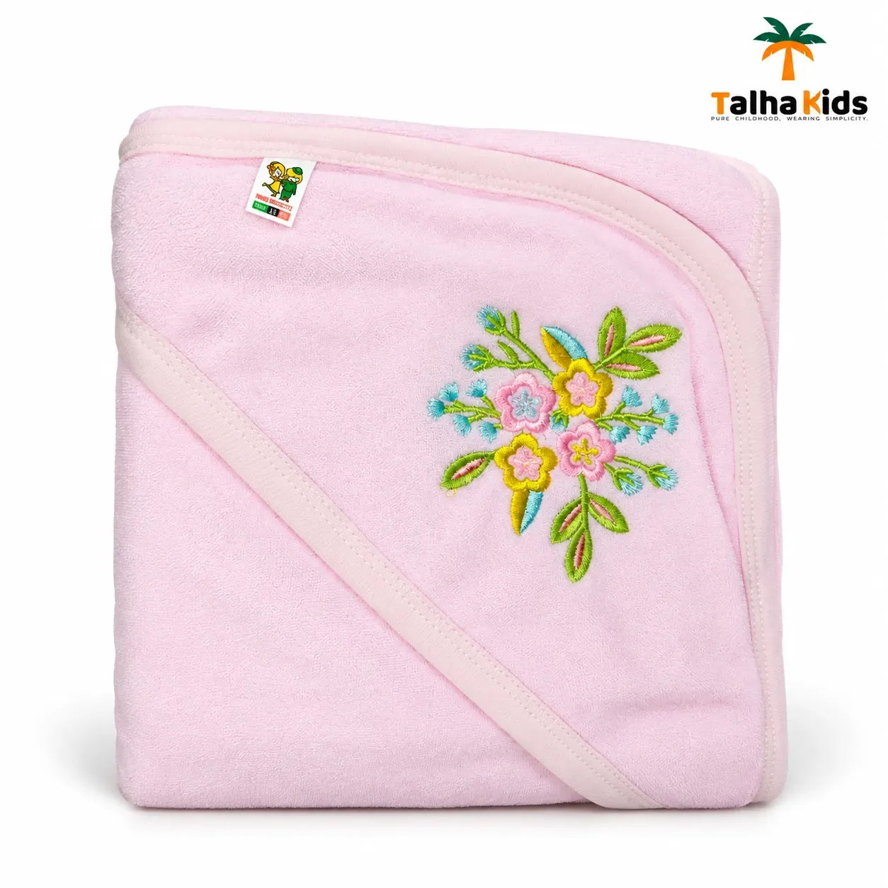 Talha Kids Floral Embroidered Hooded Baby Towel – 3 Colors
